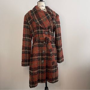 Plaid Wool Blend Trench Coat